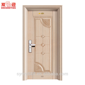 Porta de casa modelo de aço exterior portas de favo de mel folha de metal anti-ladrão usado com dobradiça inoxidável